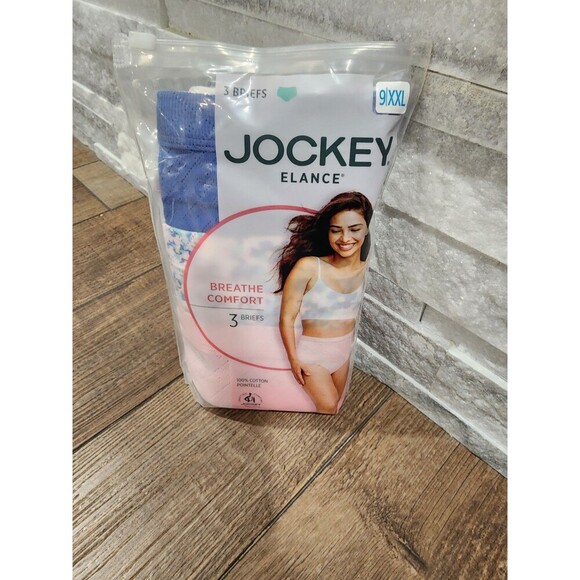 Jockey Womens Underwear Elance Briefs 3 Pack Underwear 100% Cotton Sz 9 XXL - Picture 1 of 8